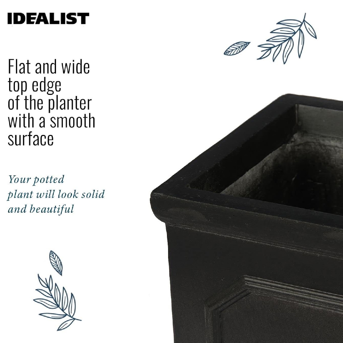 IDEALIST Lite Faux Lead Chelsea Box Square Light Concrete Planter