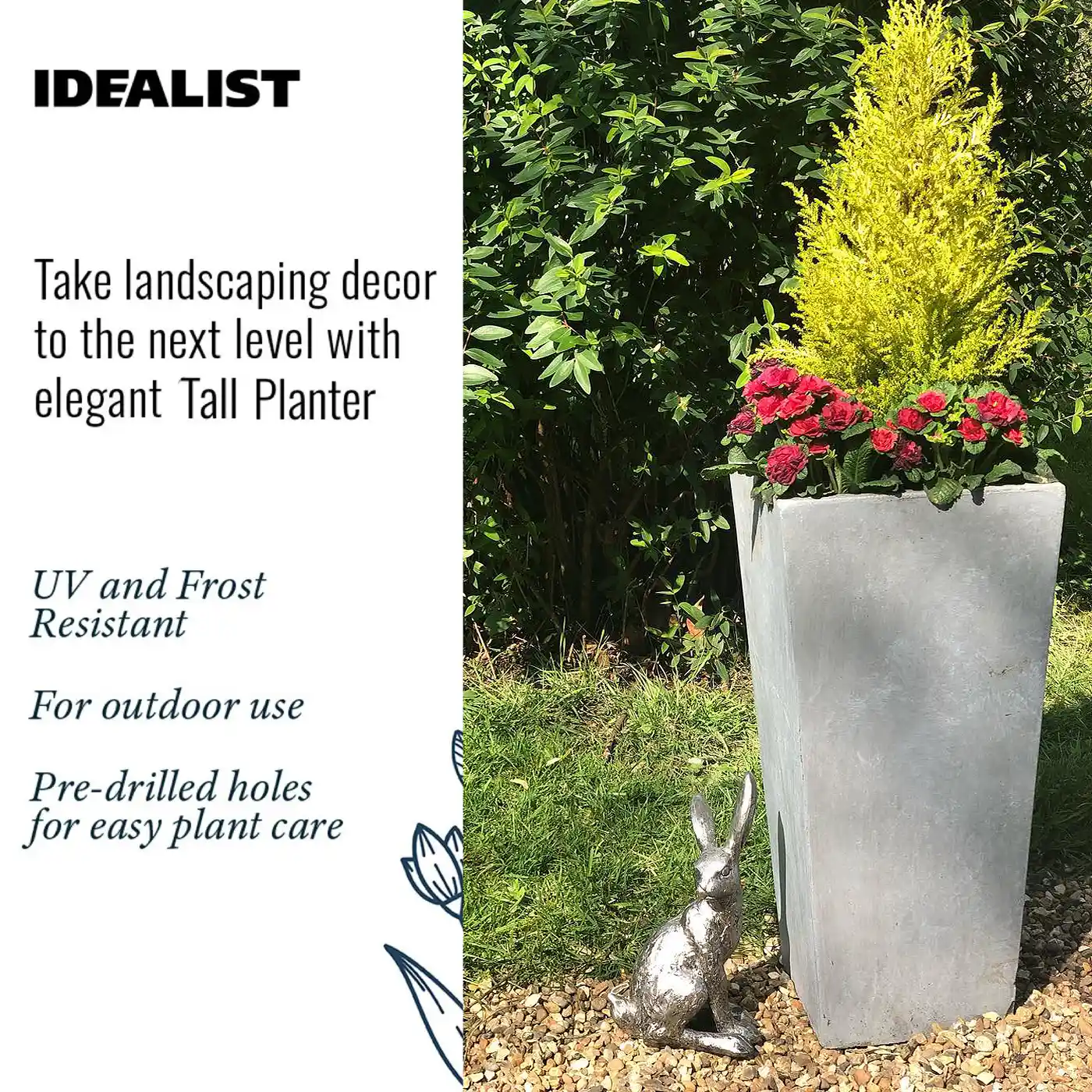 IDEALIST Lite Tall Tapered Contemporary Light Concrete Planter