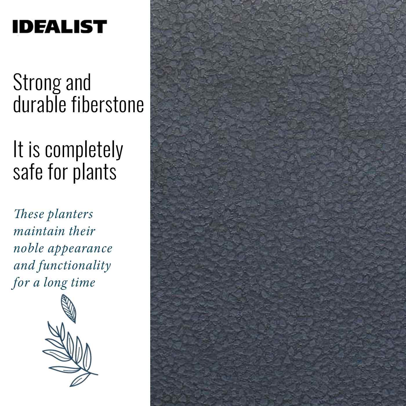 IDEALIST Lite Hammered Stone Style Square Indoor Planter on Metal Stand