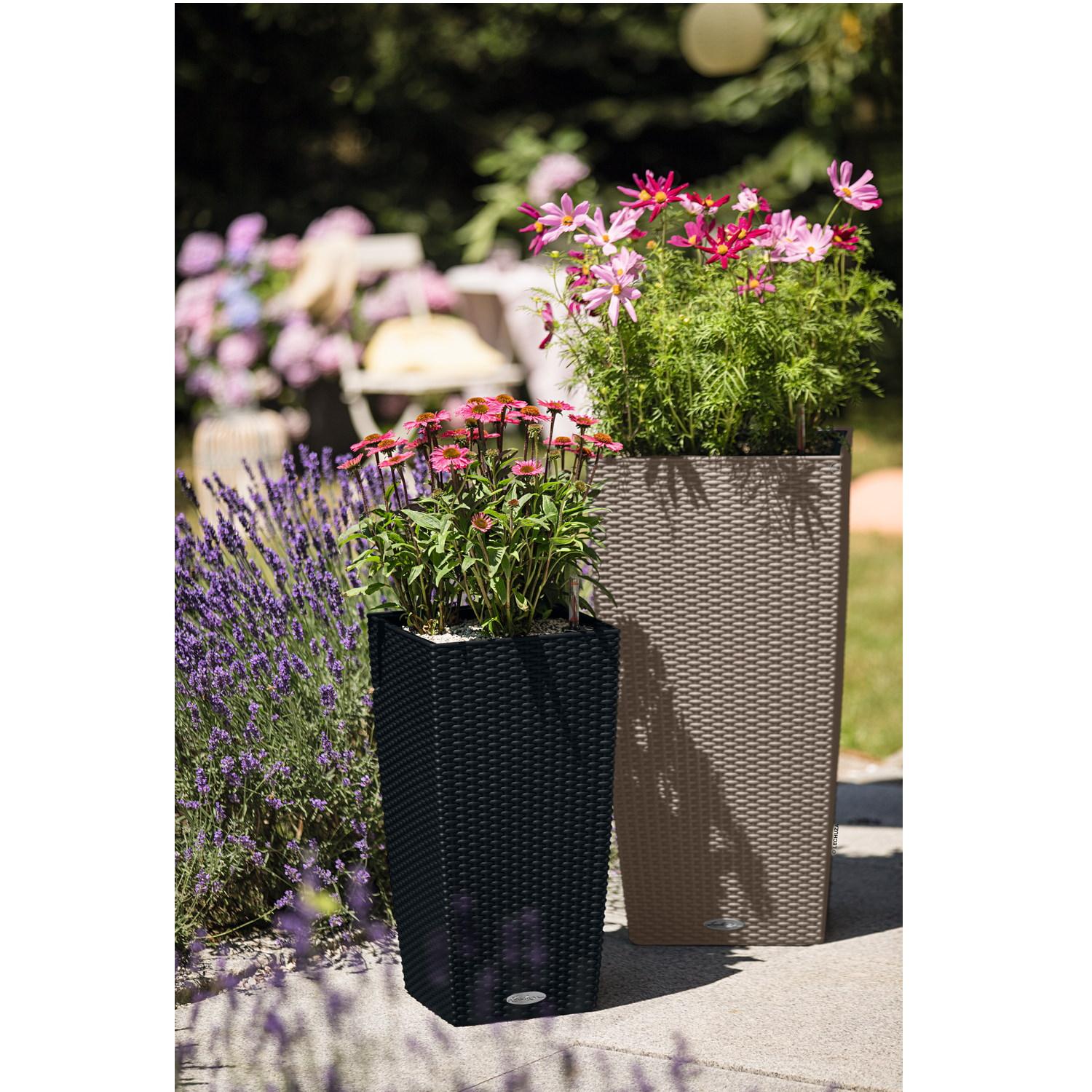 LECHUZA CUBICO Cottage Square Tall Poly Resin Self-watering Planter