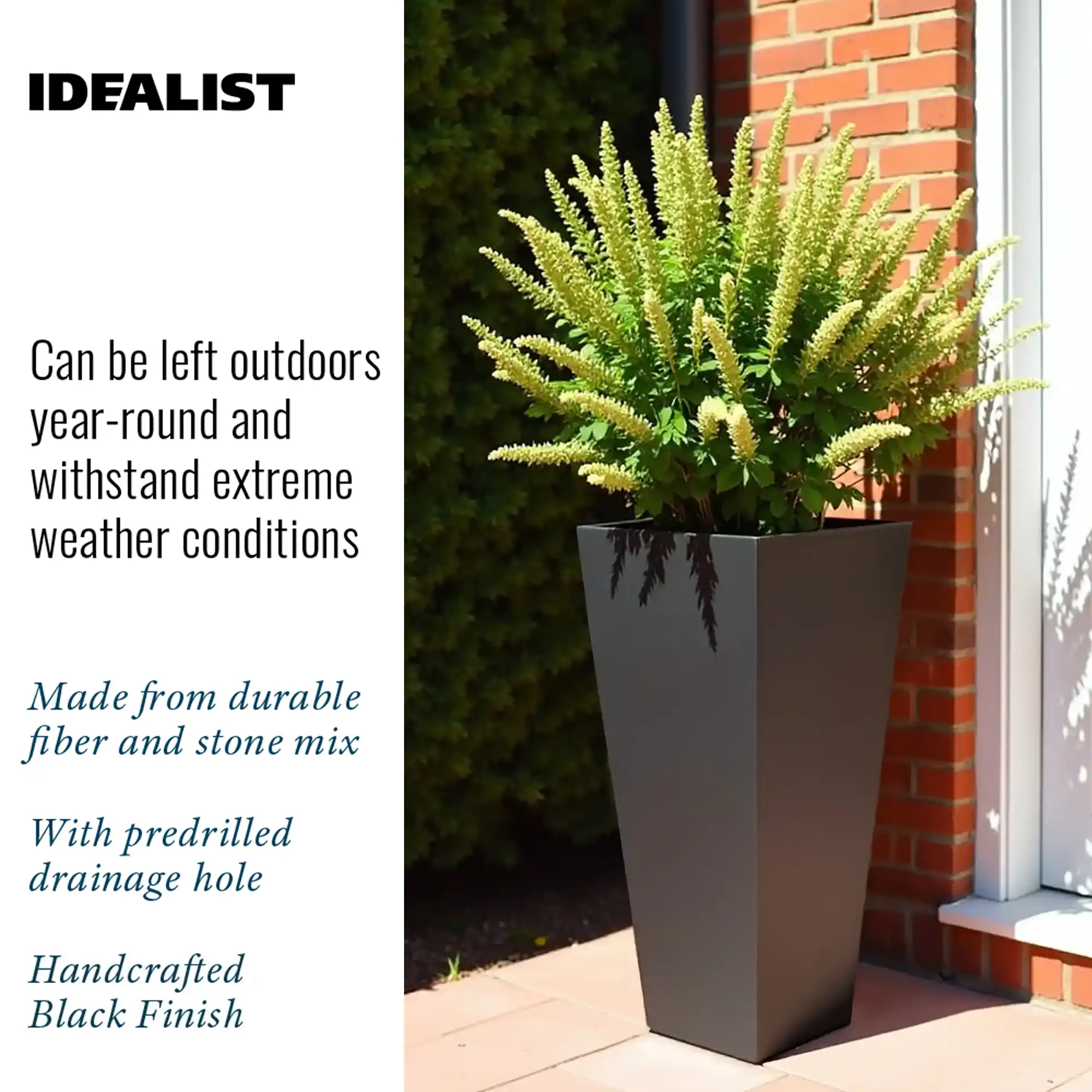 IDEALIST Lite Tall Tapered Contemporary Light Concrete Planter