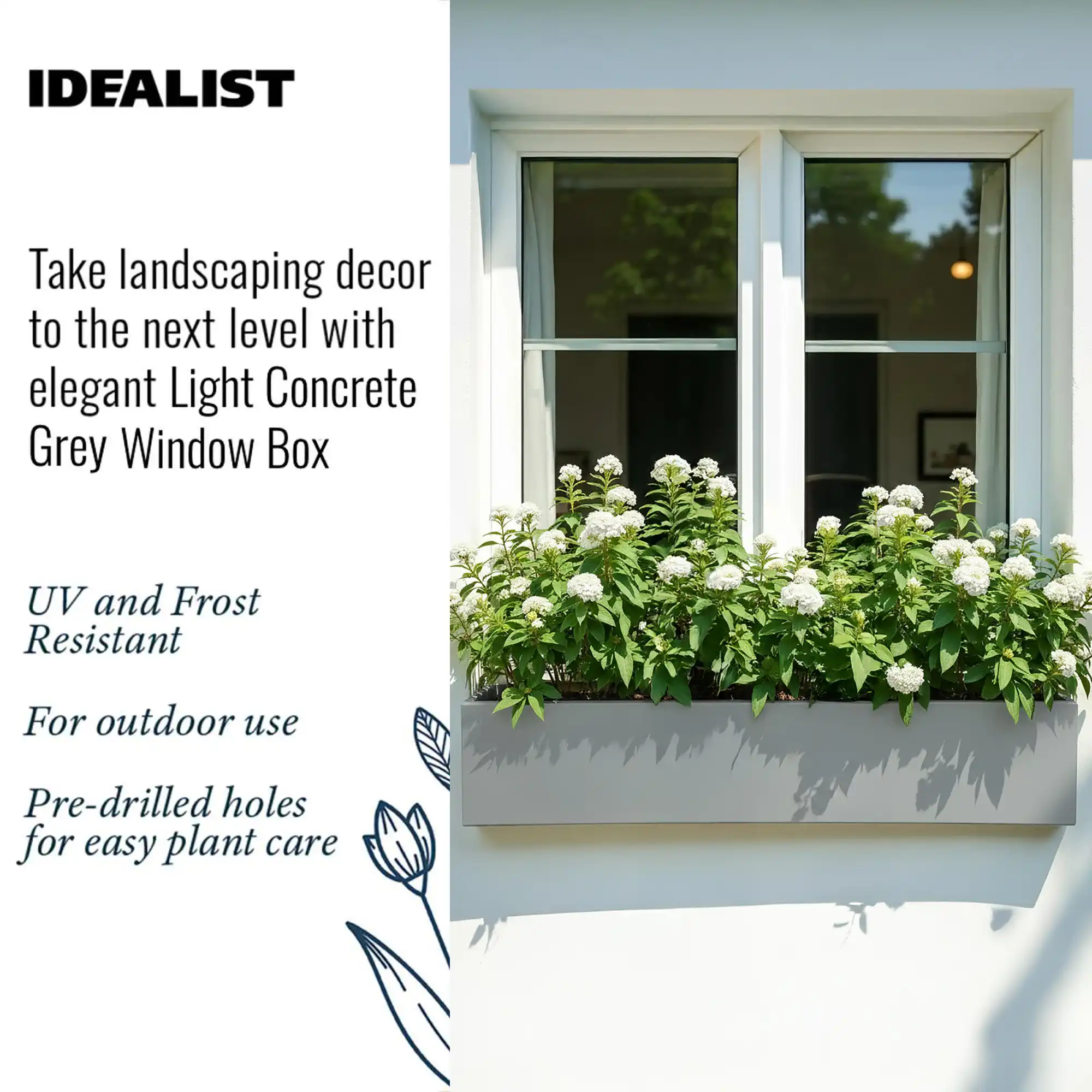 IDEALIST Lite Window Box Light Concrete Planter