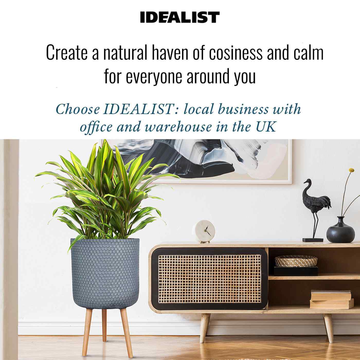 IDEALIST Lite Honeycomb Style Cylinder Planter on Legs, Round Pot Plant Stand Indoor