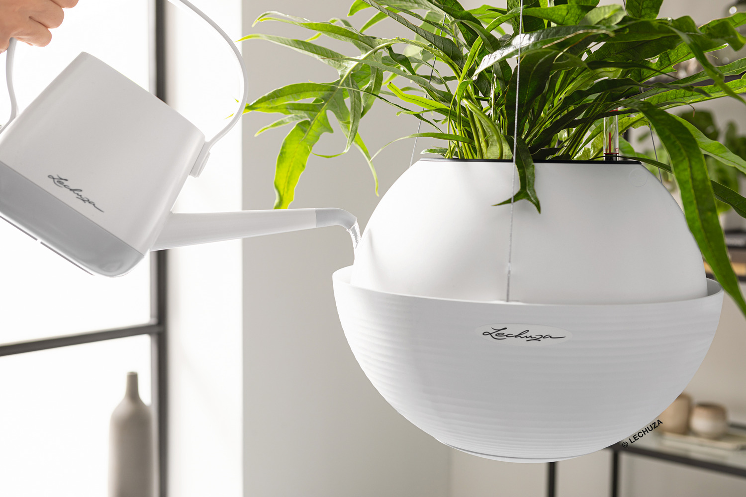 LECHUZA BOLA Color Round Poly Resin Self-watering Planter