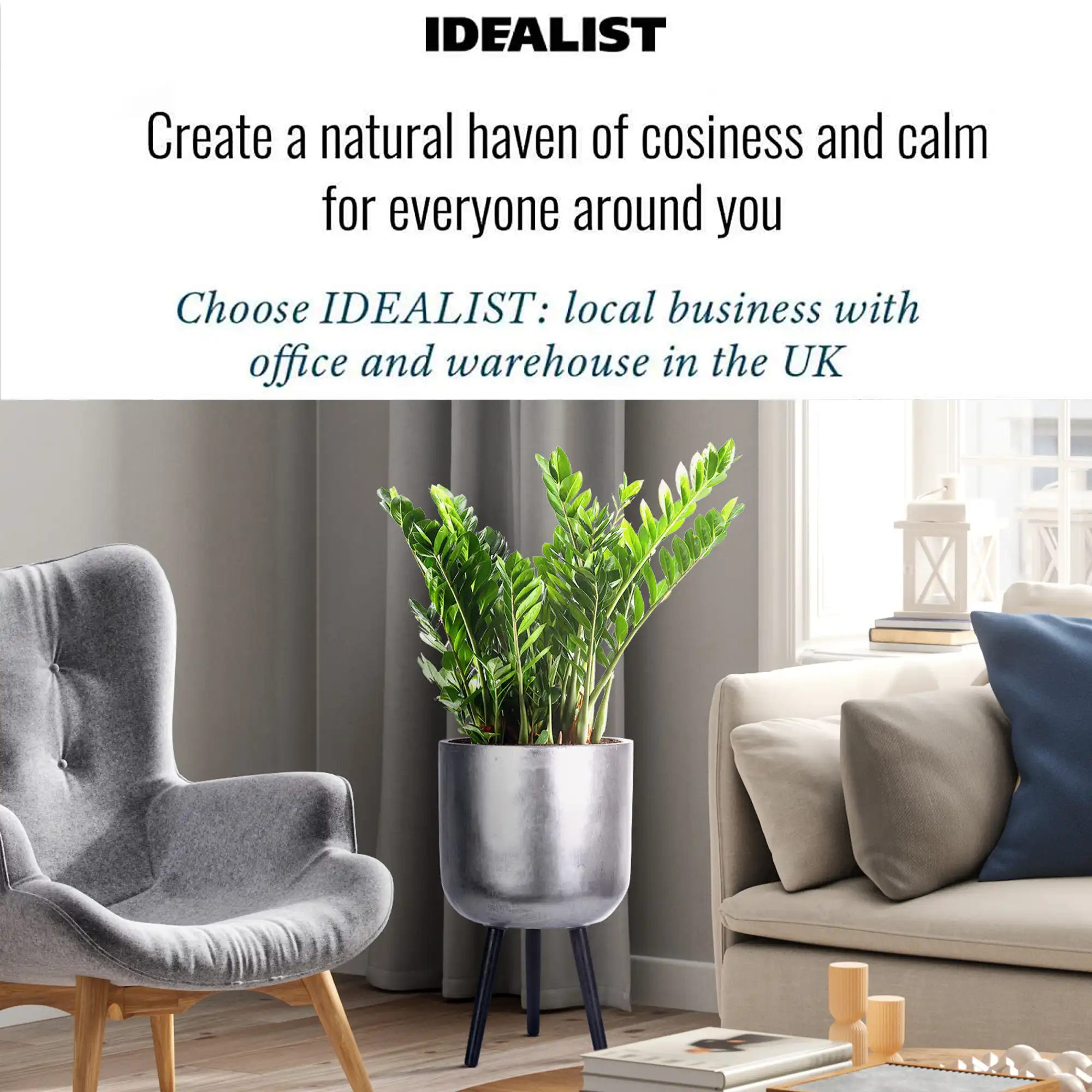 IDEALIST Lite Round Planter on Legs, Round Pot Plant Stand Indoor