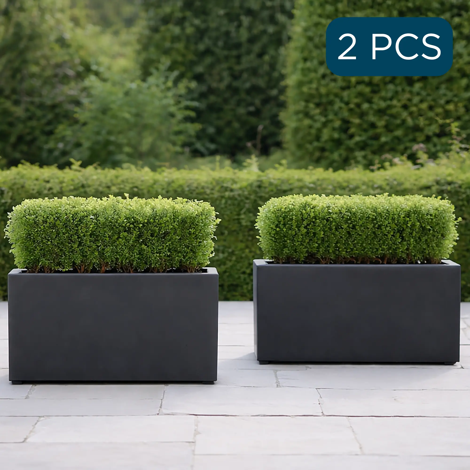 IDEALIST Lite Contemporary Light Concrete High Trough Planter Set