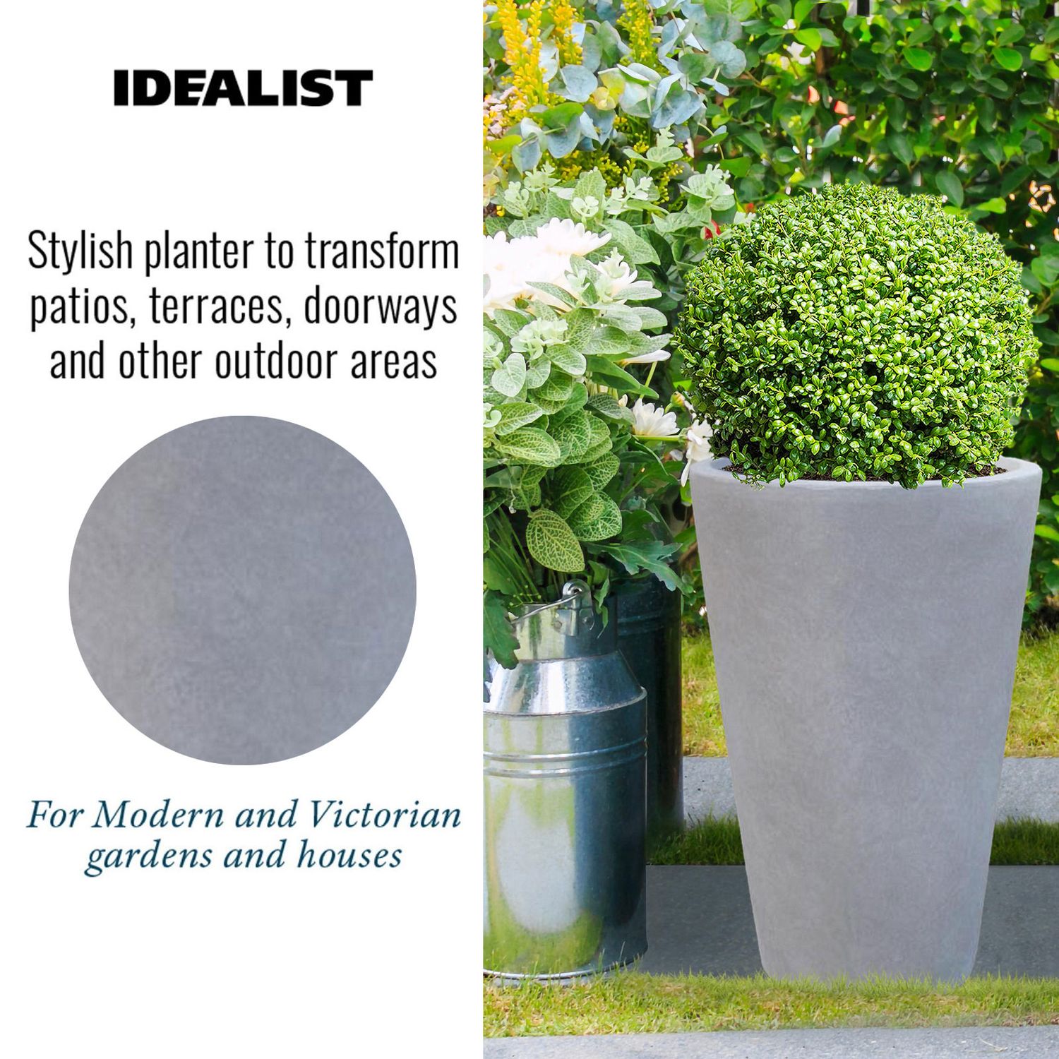 IDEALIST Lite Contemporary Round Light Concrete Planter