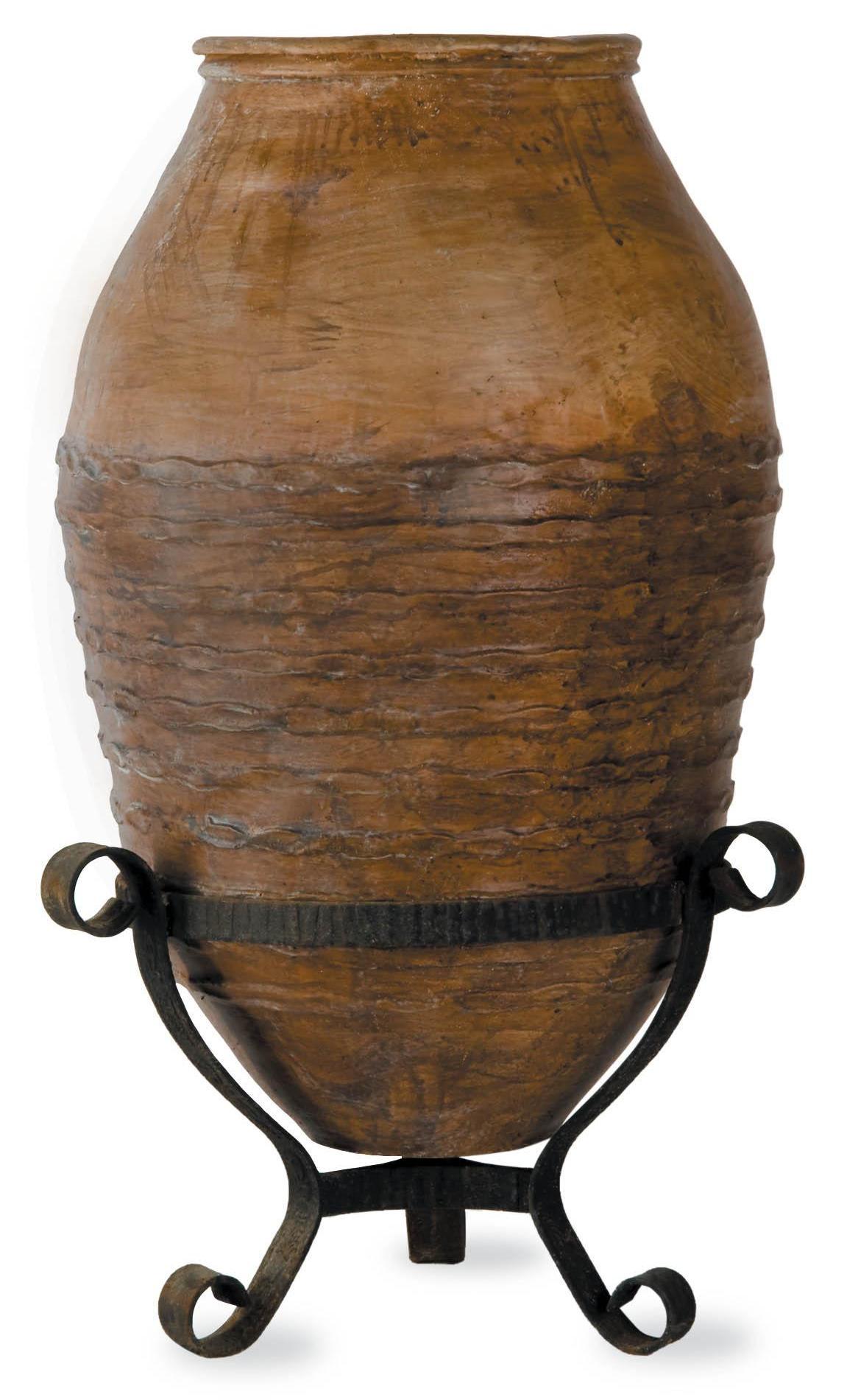 Mediterranean Fiberglass Round Tall Terracotta Planter Pot In/Out