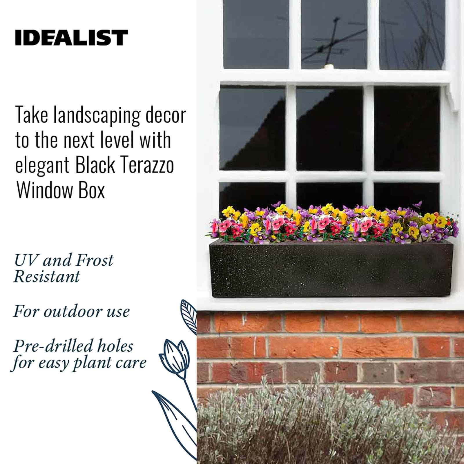 IDEALIST Lite Window Box Light Concrete Planter