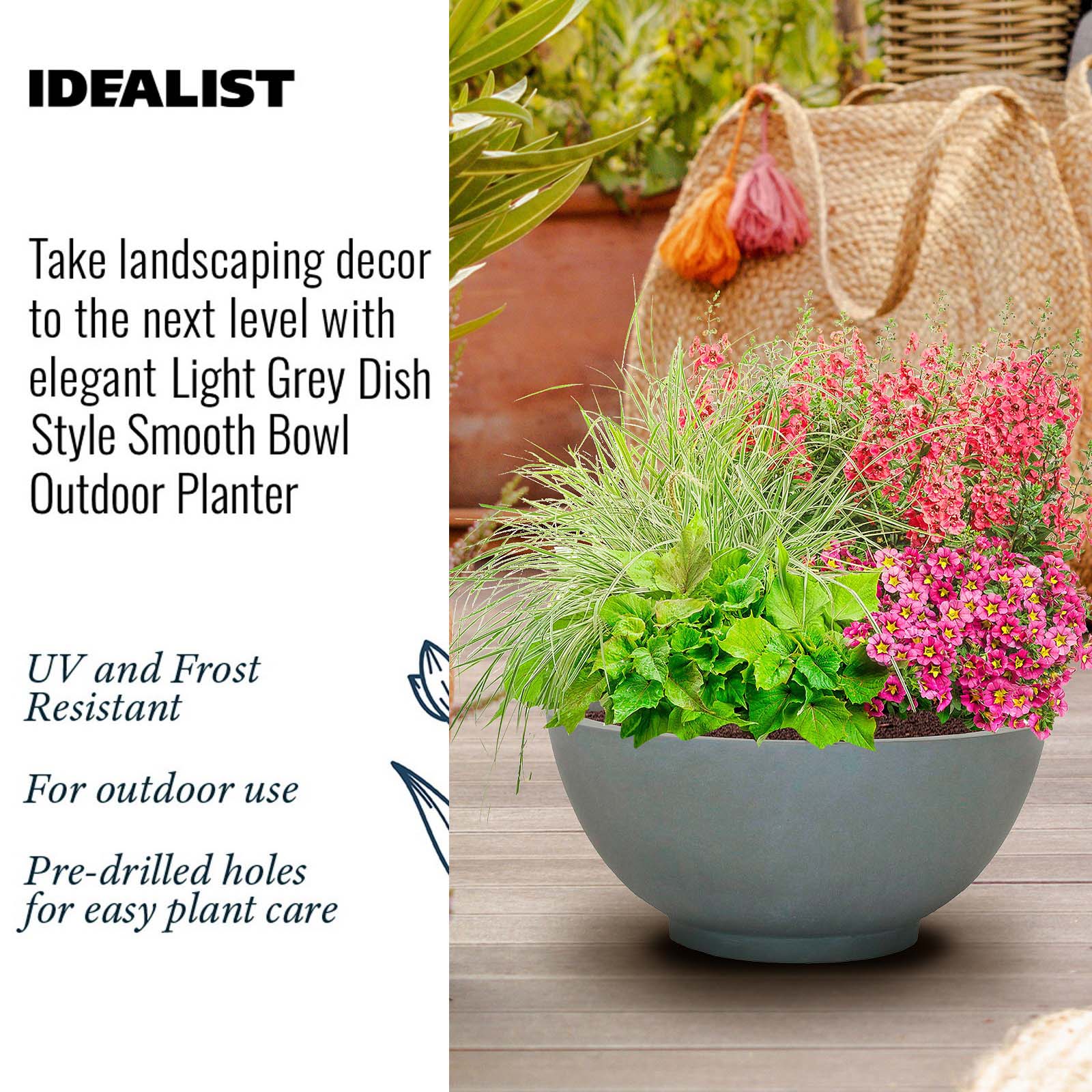IDEALIST Lite Dish Style Smooth Bowl Outdoor Planter