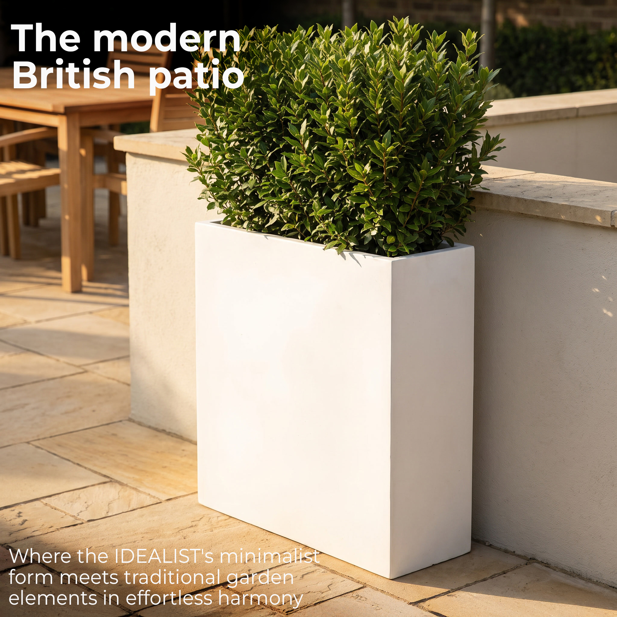 IDEALIST Lite Narrow Contemporary Light Concrete Trough Planter