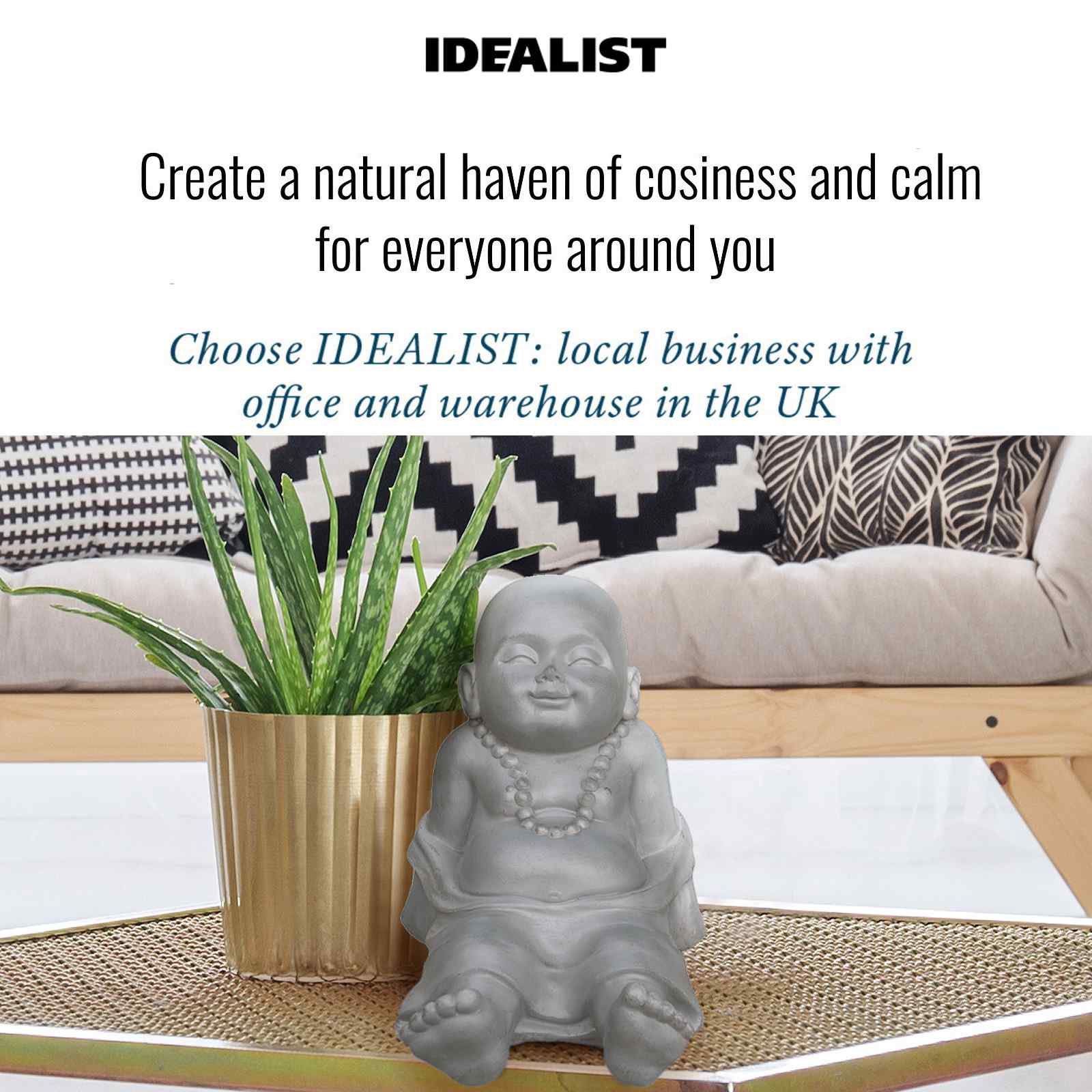 IDEALIST Lite Resting Baby Monk Grey Indoor and Outdoor Statue L31 W22.5 H26 cm