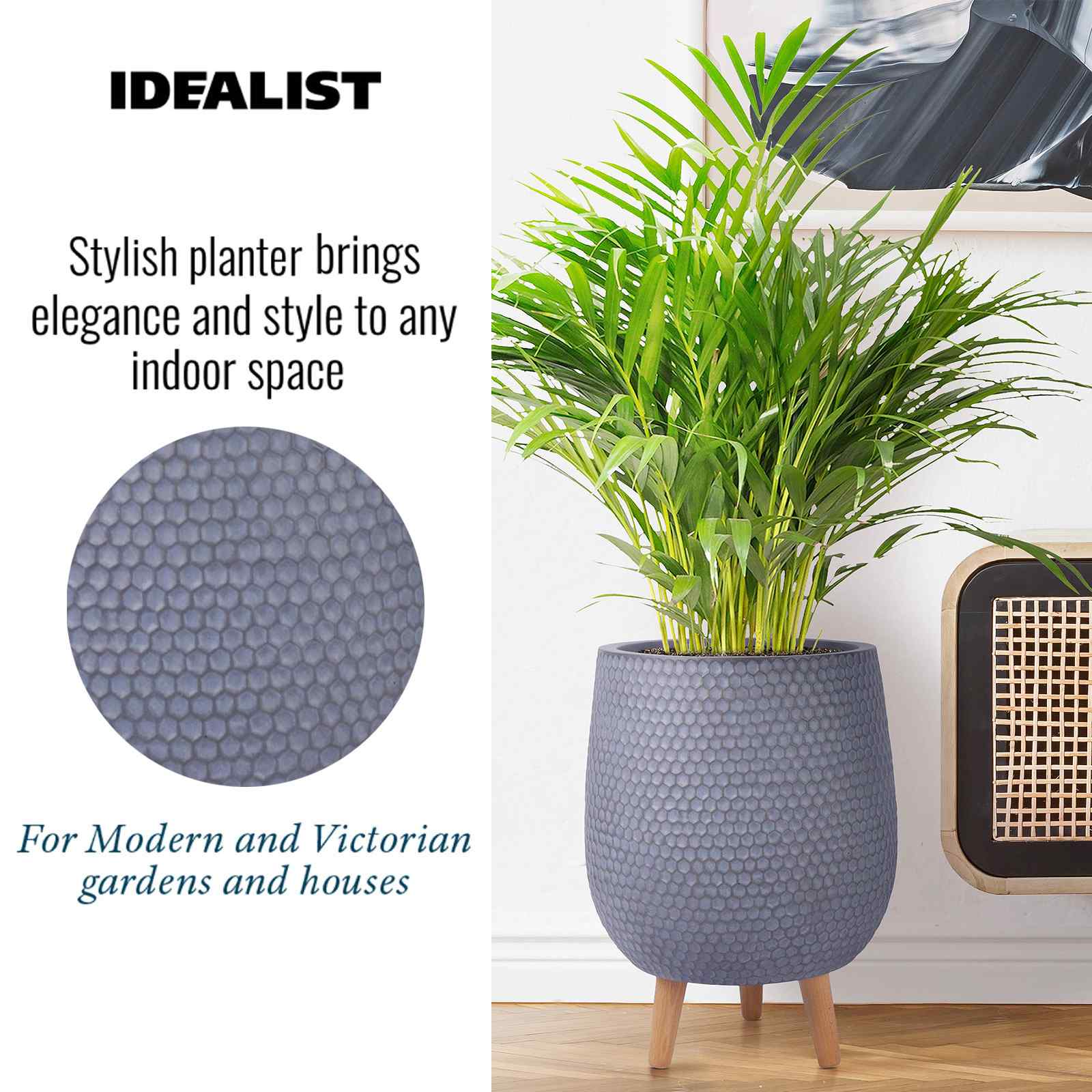 IDEALIST Lite Honeycomb Style Egg Planter on Legs, Round Pot Plant Stand Indoor