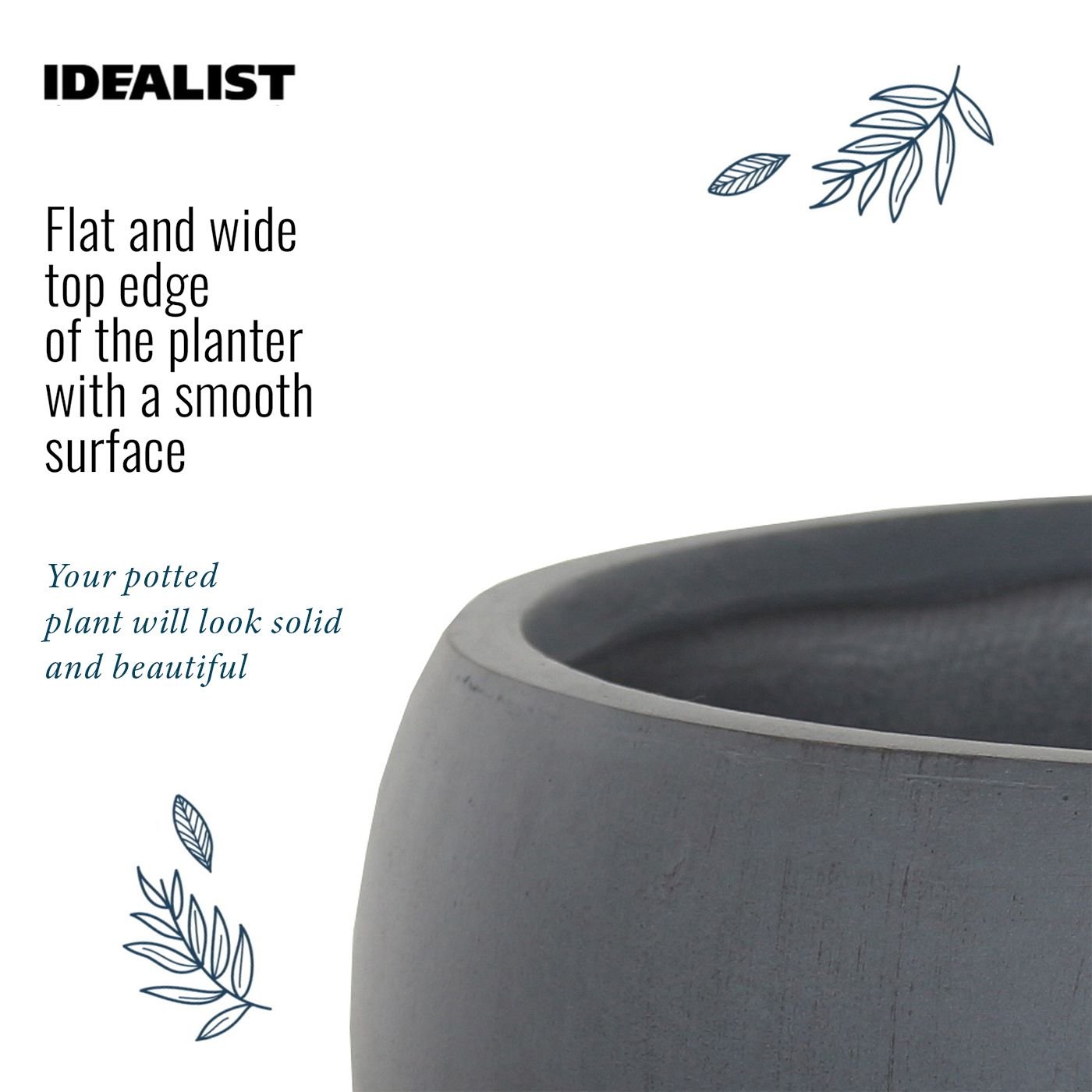IDEALIST Lite Classic Smooth Bowl Outdoor Planter