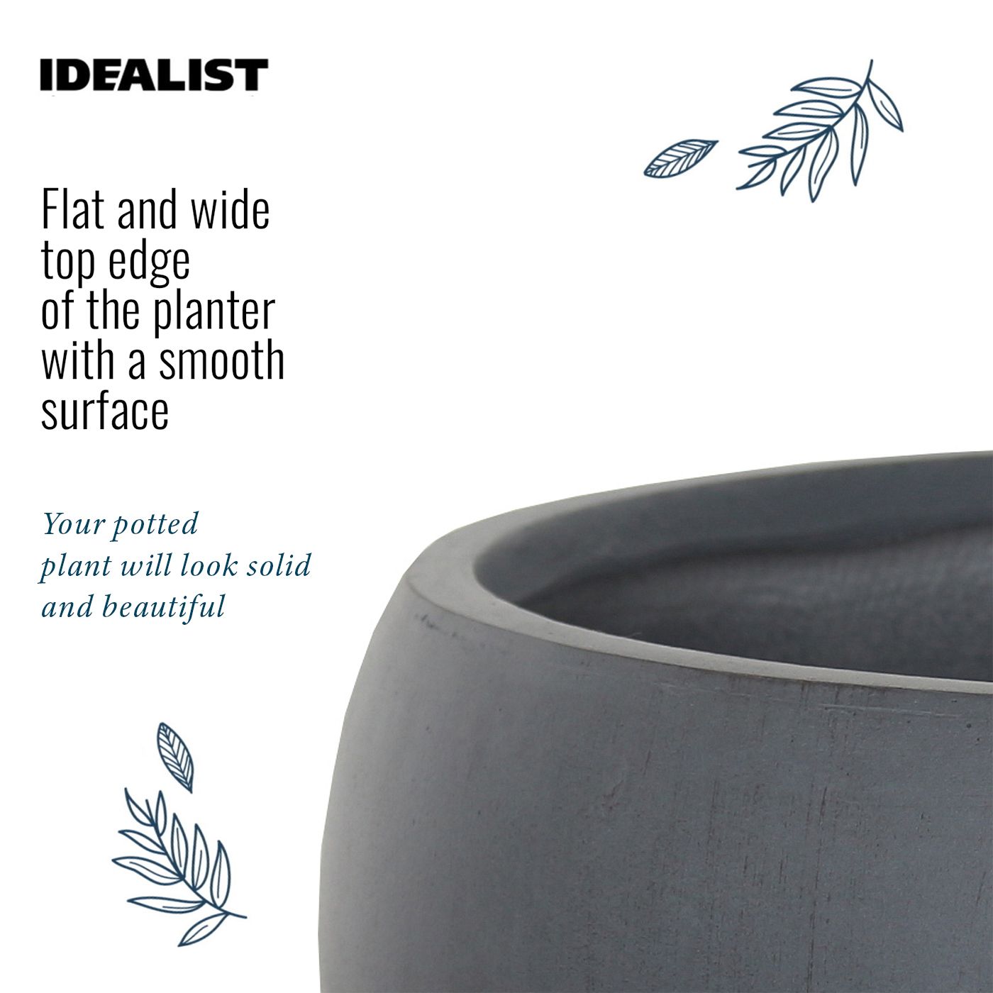 IDEALIST Lite Classic Smooth Bowl Outdoor Planter
