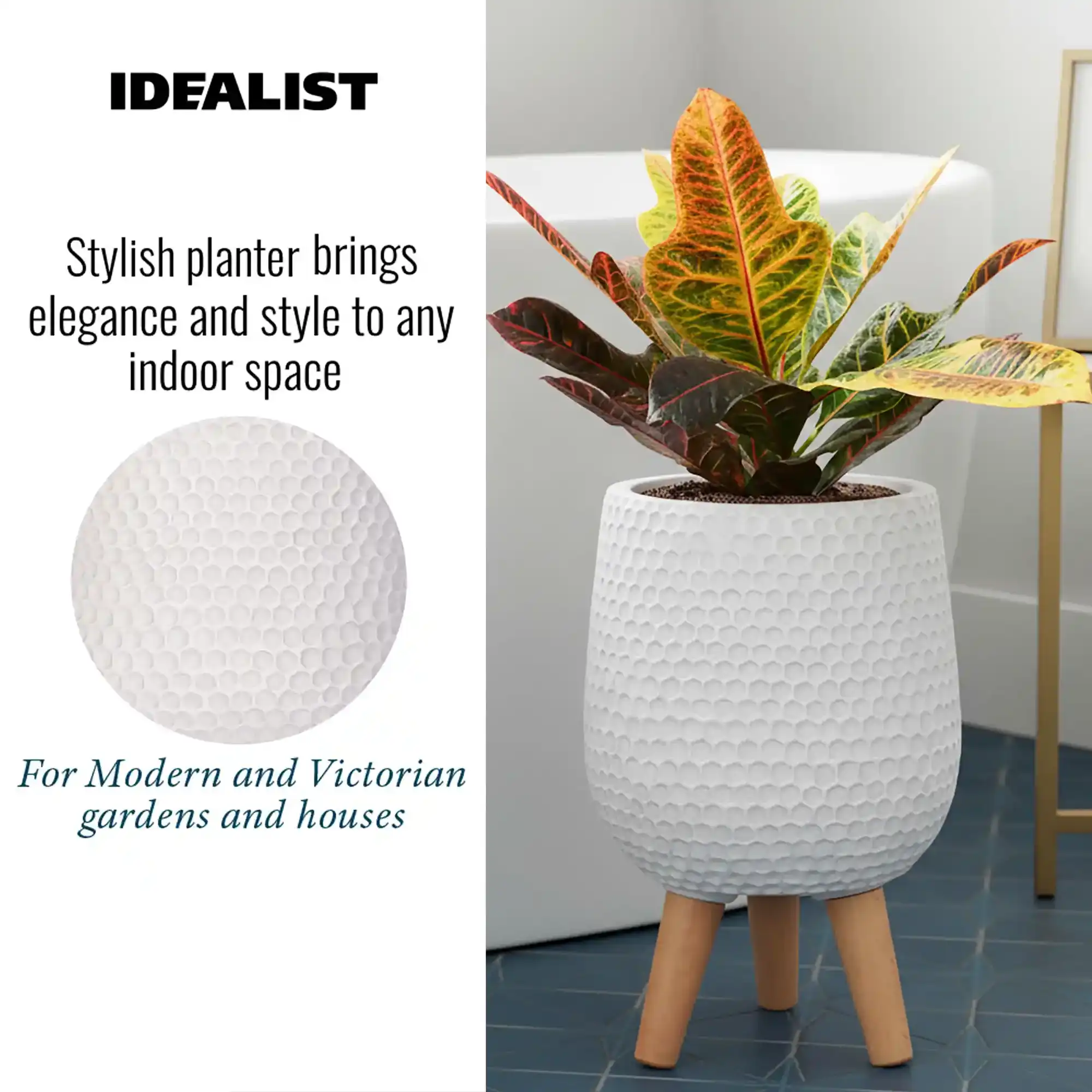 IDEALIST Lite Honeycomb Style Egg Planter on Legs, Round Pot Plant Stand Indoor