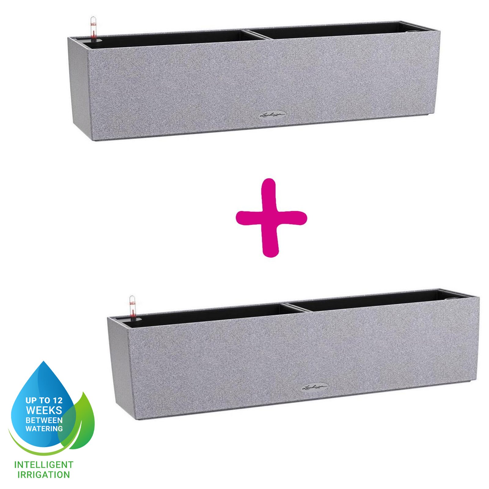 LECHUZA BALCONERA Stone Trough Poly Resin Self-watering Planter Set