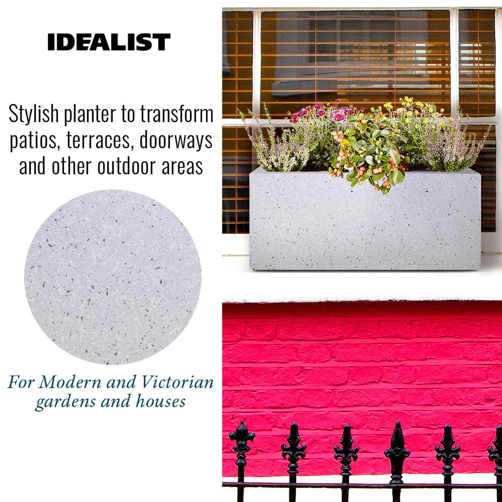 IDEALIST Lite Window Box Light Concrete Planter