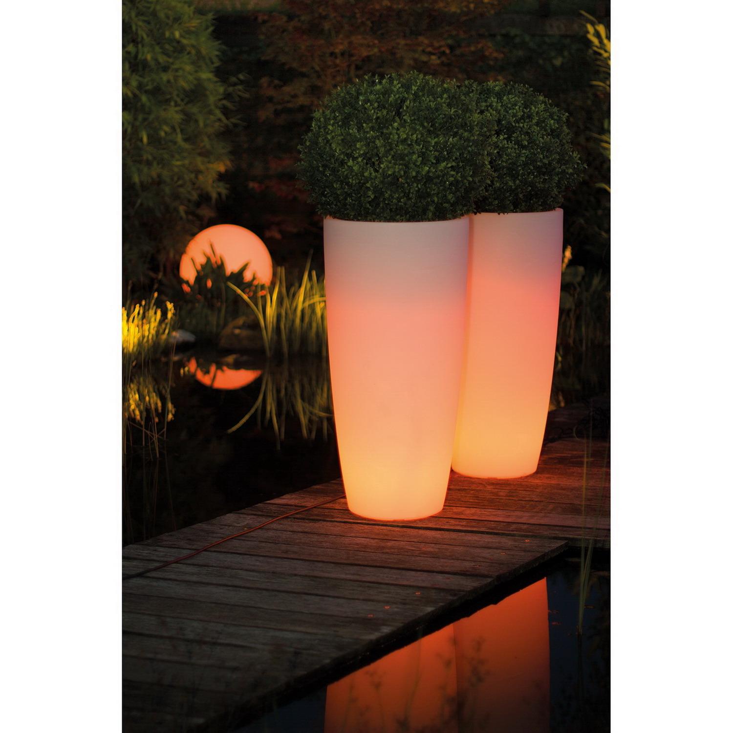 Lumenio LED Round Tall Polystone Indoor Planter