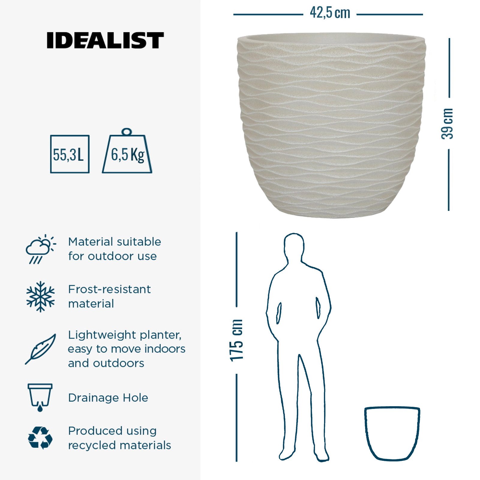 IDEALIST Lite Wave Style Outdoor Egg Planter