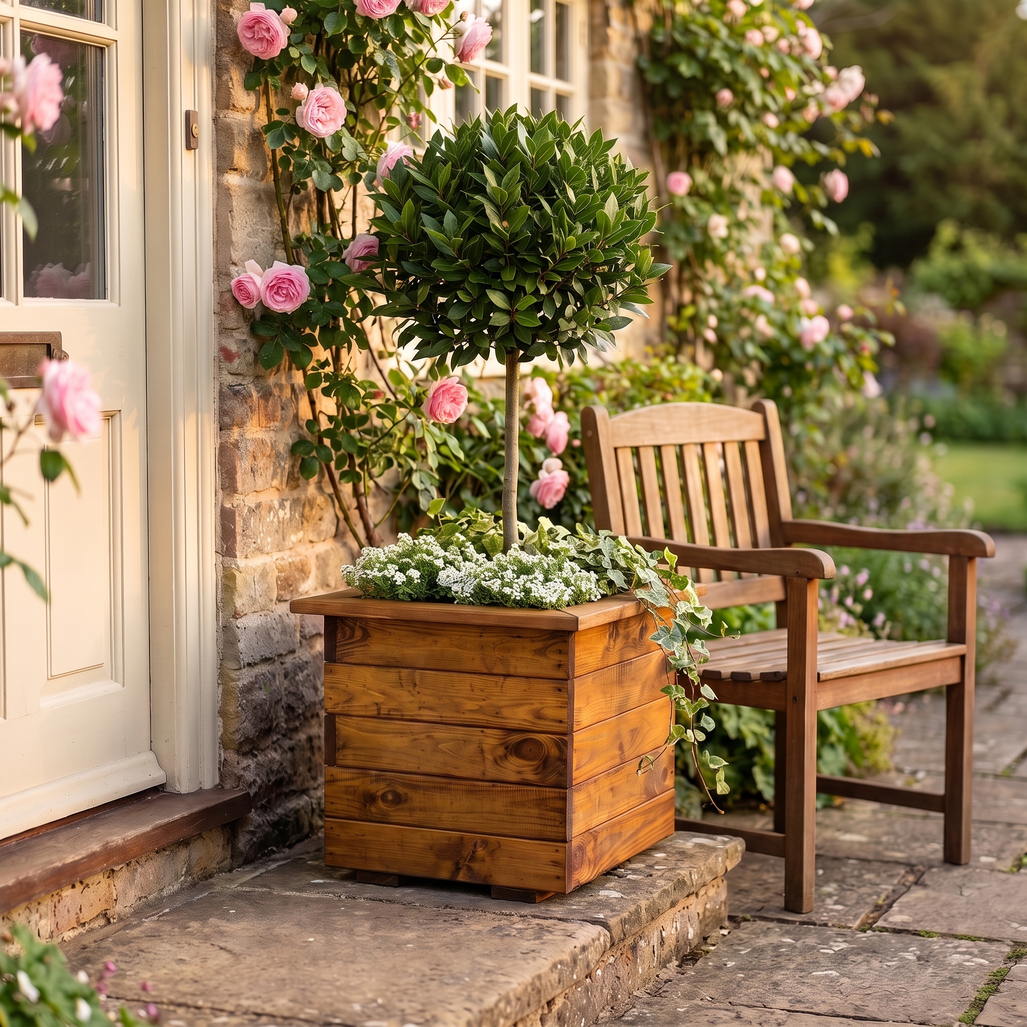 Rustic Scandinavian Redwood Square Outdoor Planter Made in UK by HORTICO