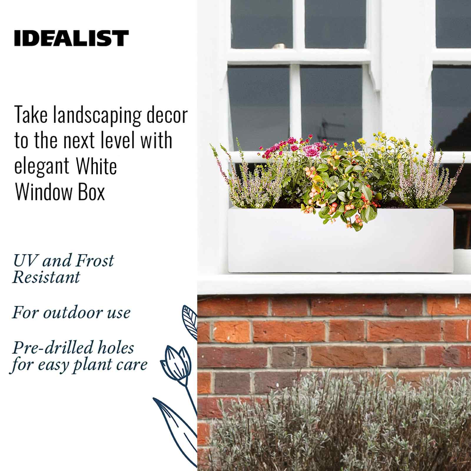 IDEALIST Lite Window Box Light Concrete Planter