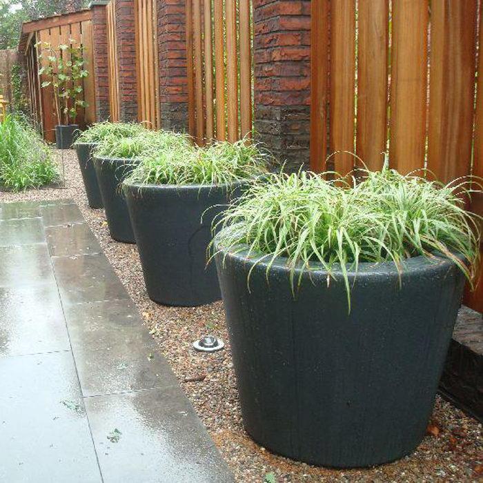 HALO Tapered Round Outdoor Fiberglass Planter