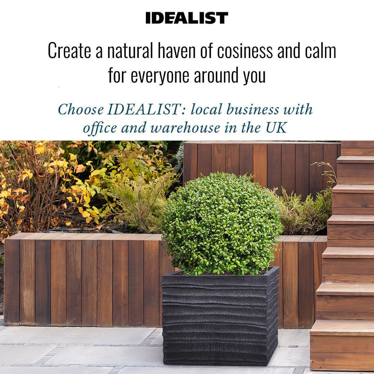 IDEALIST Lite Straw Ribbed Square Outdoor Planter
