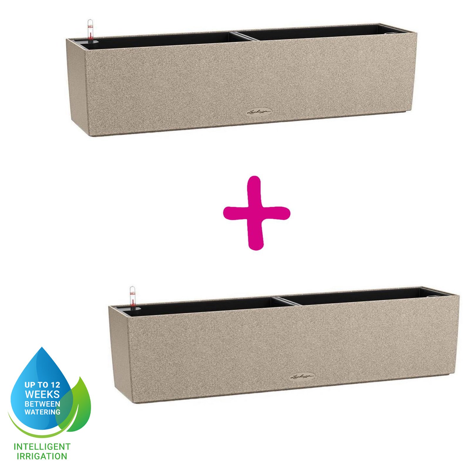 LECHUZA BALCONERA Stone Trough Poly Resin Self-watering Planter Set