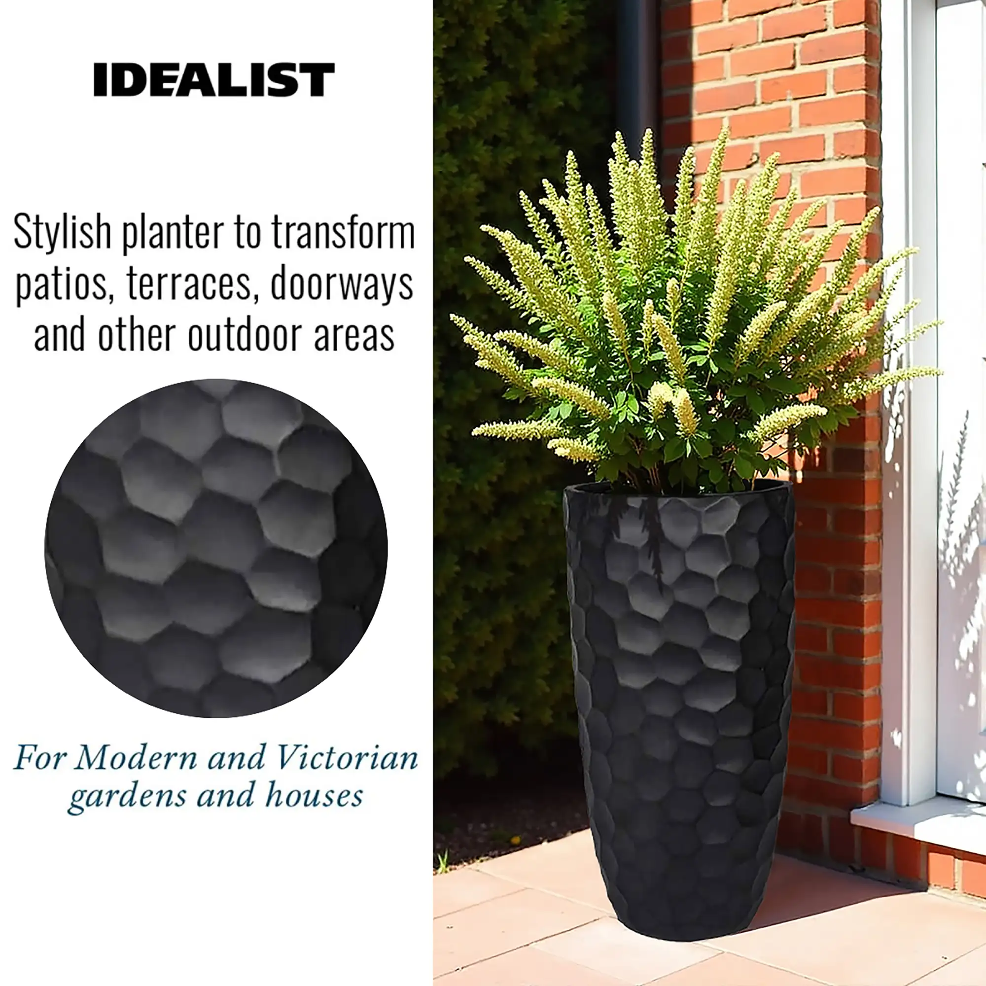 IDEALIST Lite Mosaic Style Tall Round Vase Planter Outdoor Plant Pot