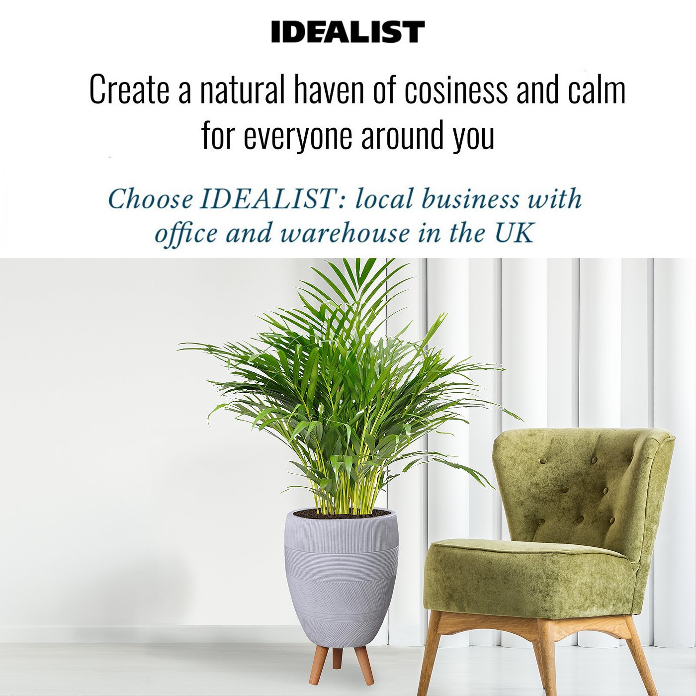 IDEALIST Lite Striped Egg Planter on Legs, Round Pot Plant Stand Indoor
