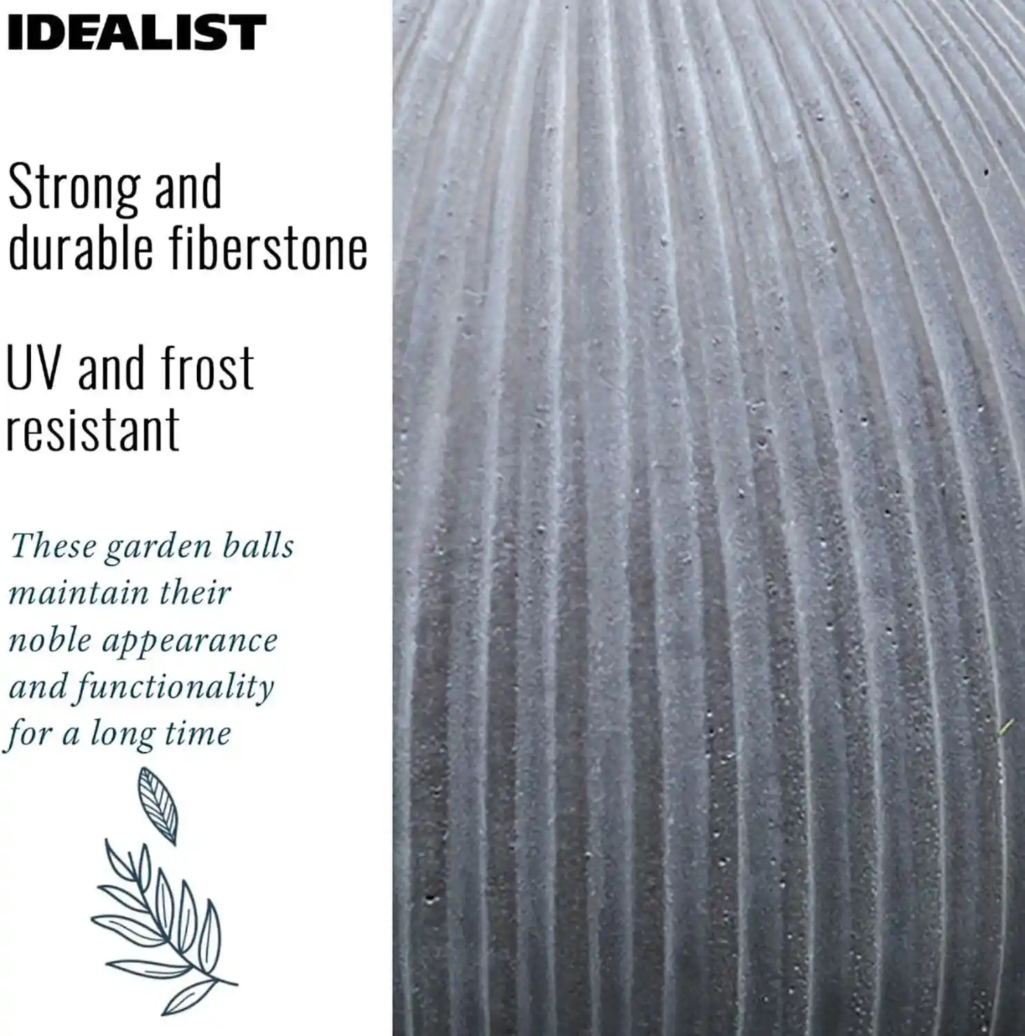 IDEALIST Lite Vertical Ribbed Outdoor Garden Decorative Ball