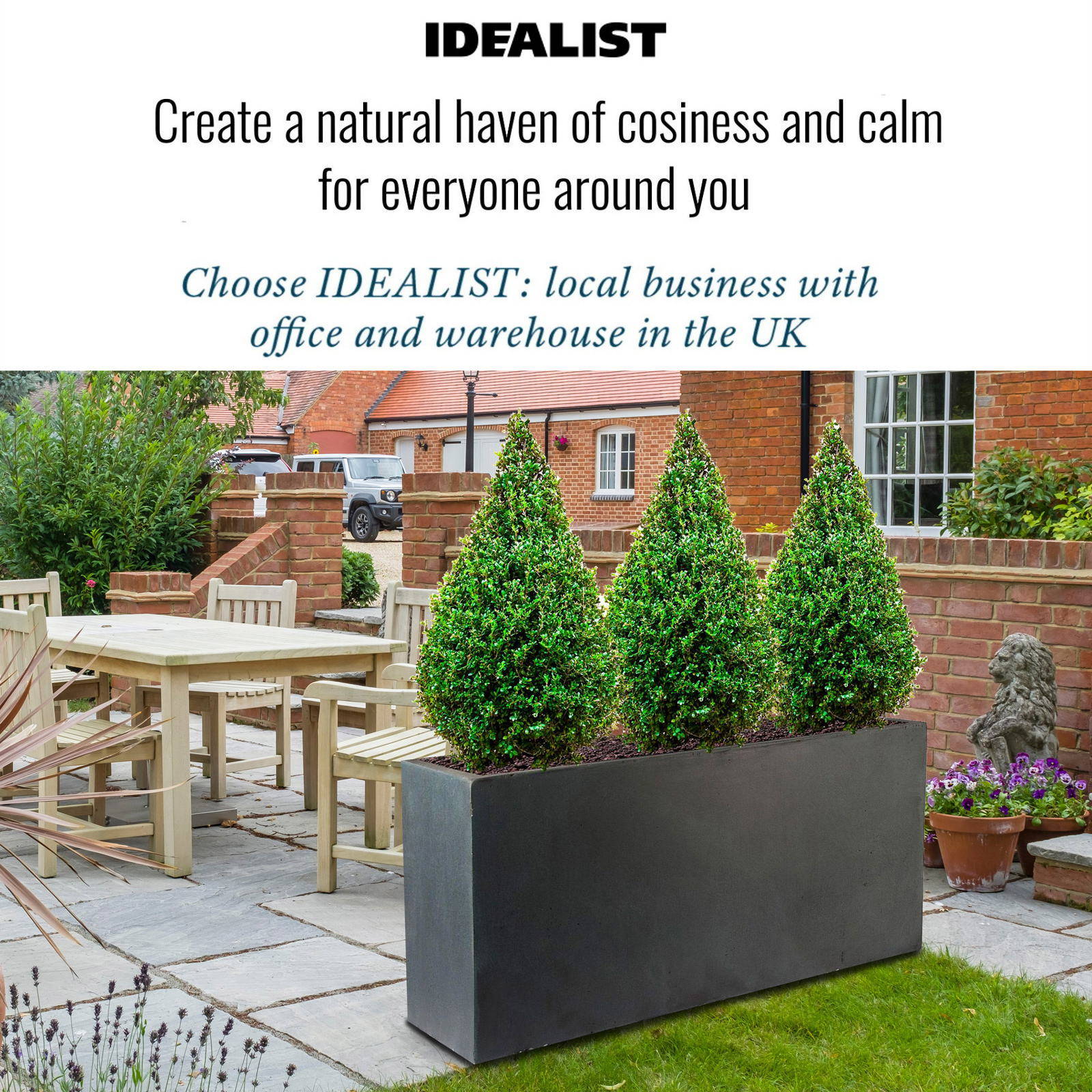IDEALIST Lite Contemporary Light Concrete High Trough Planter