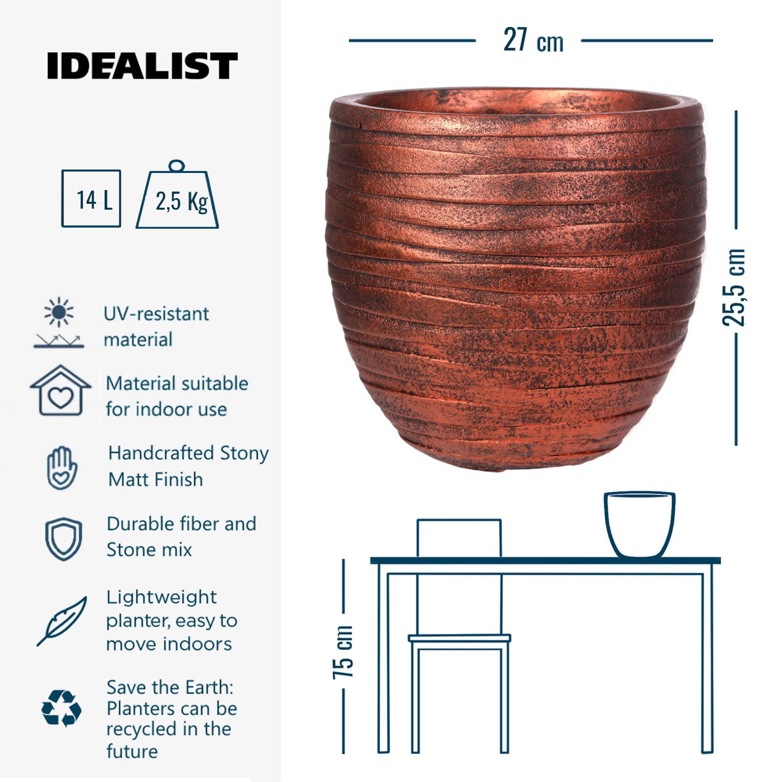 IDEALIST Lite Row Style Round Indoor Planter