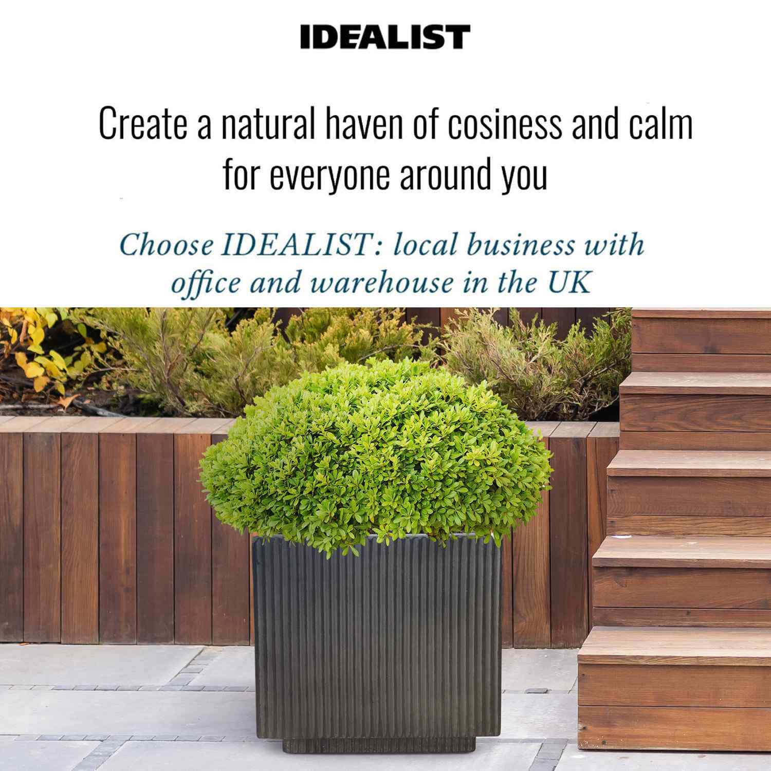 IDEALIST Lite Vertical Ribbed Square Effect Outdoor Planter