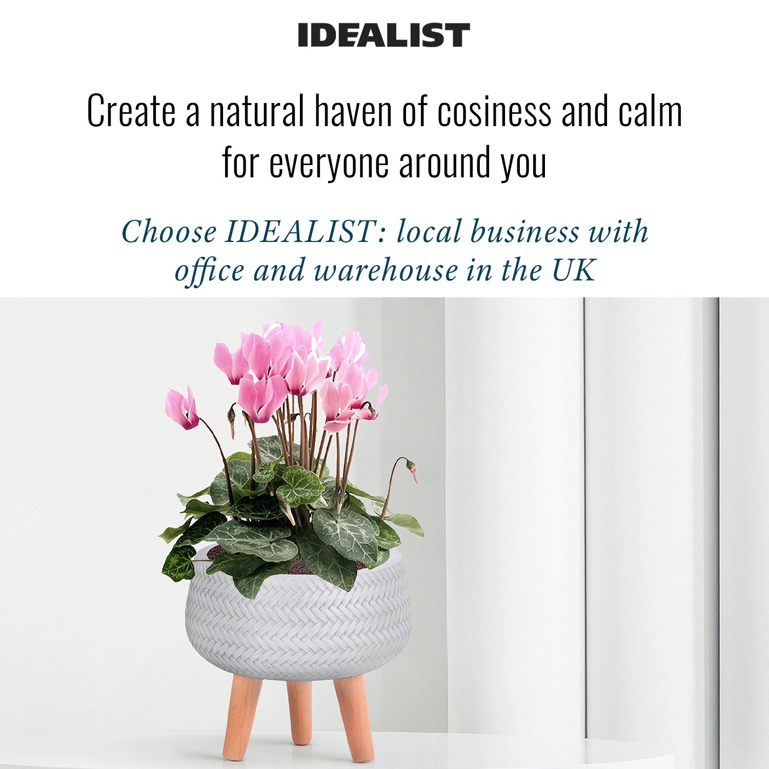 IDEALIST Lite Plaited Style Bowl Planter on Legs, Round Pot Plant Stand Indoor