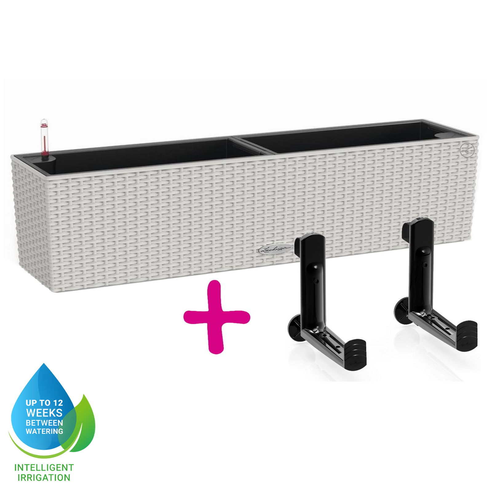 LECHUZA BALCONERA Cottage Trough Poly Resin Self-watering Planter Set