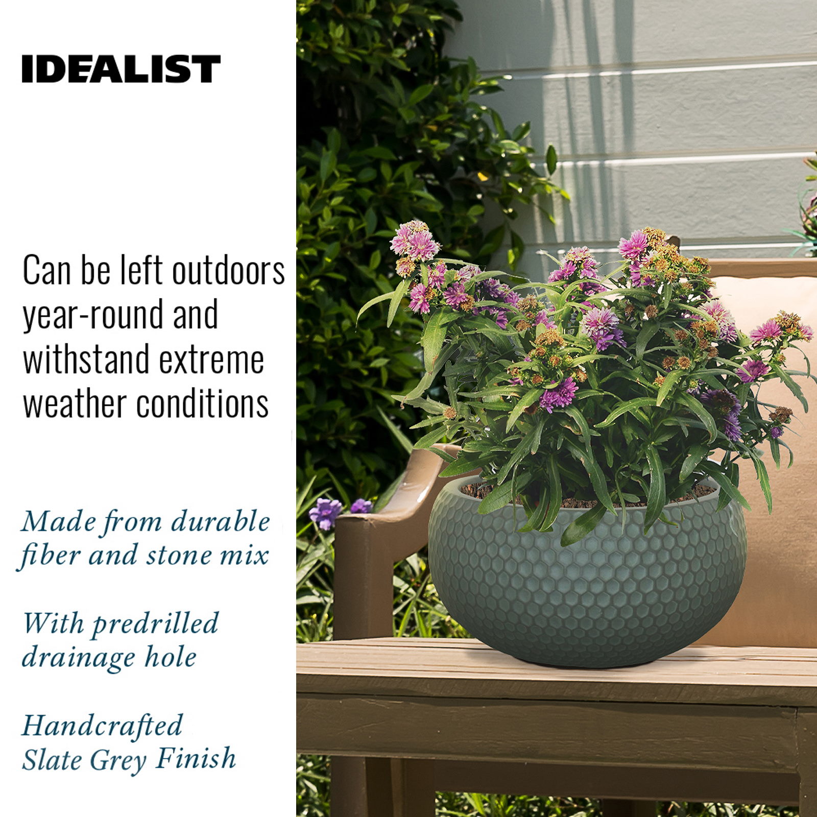 IDEALIST Lite Honeycomb Style Bowl Outdoor Planter