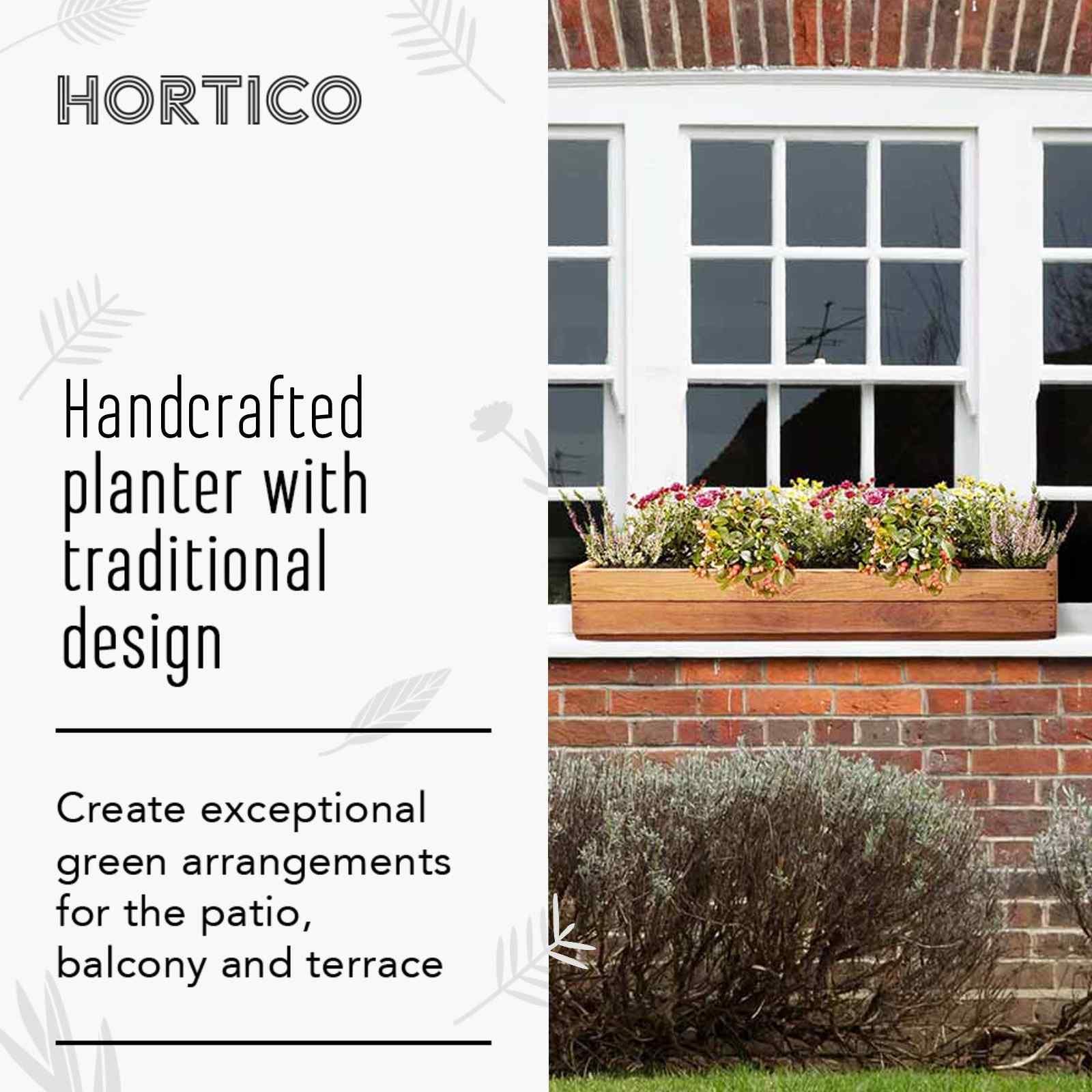 Rustic Scandinavian Redwood Window Box Outdoor Planter Made in UK by HORTICO