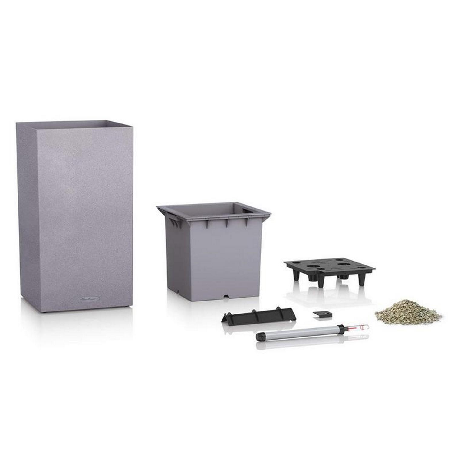 LECHUZA CANTO Stone High Square Tall Poly Resin Self-watering Planter