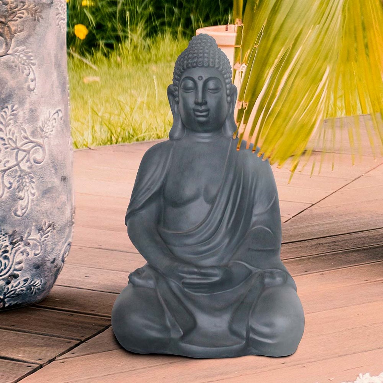 IDEALIST Lite Sitting in Meditation Buddha Grey Indoor and Outdoor Statue L35.5 W26.5 H50.5 cm