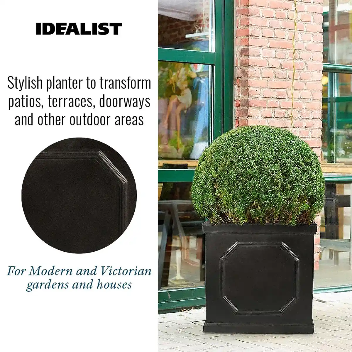 IDEALIST Lite Faux Lead Chelsea Box Square Light Concrete Planter