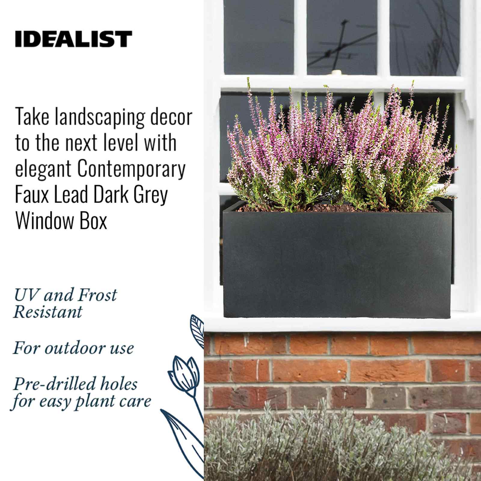 IDEALIST Lite Contemporary Light Concrete Trough Planter