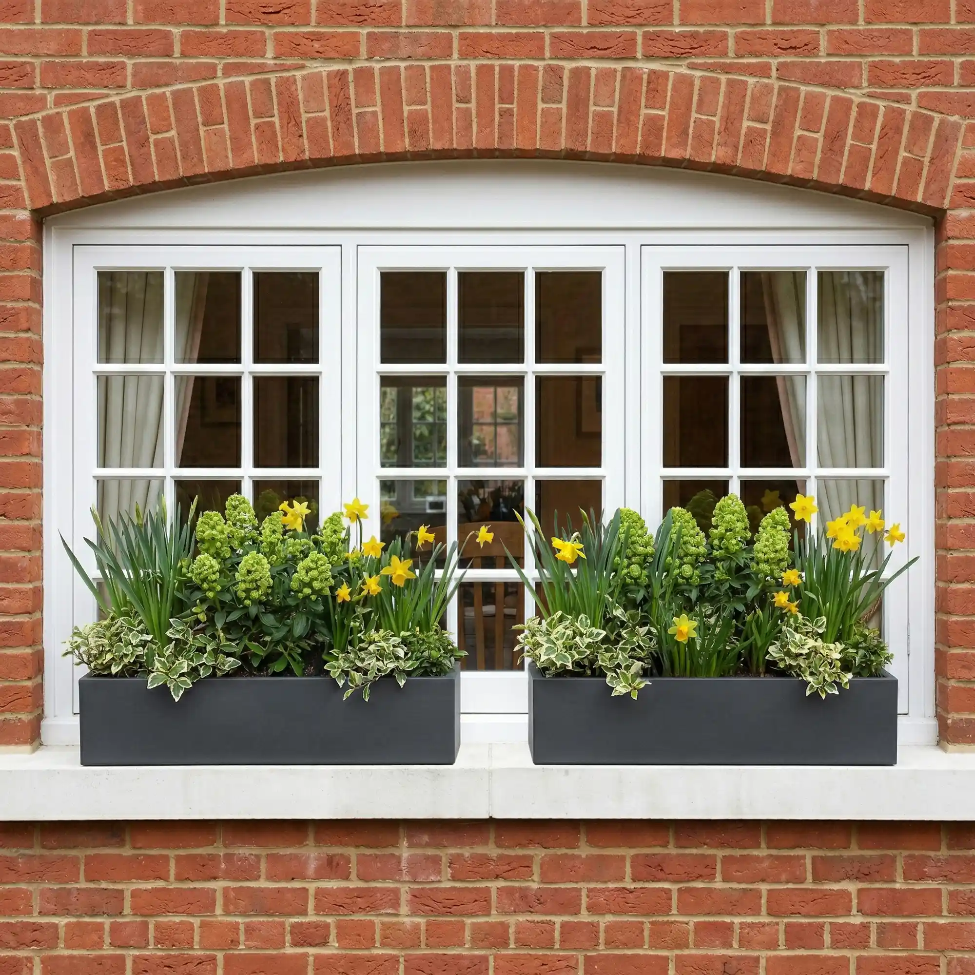 IDEALIST Lite Window Box Light Concrete Planter Set