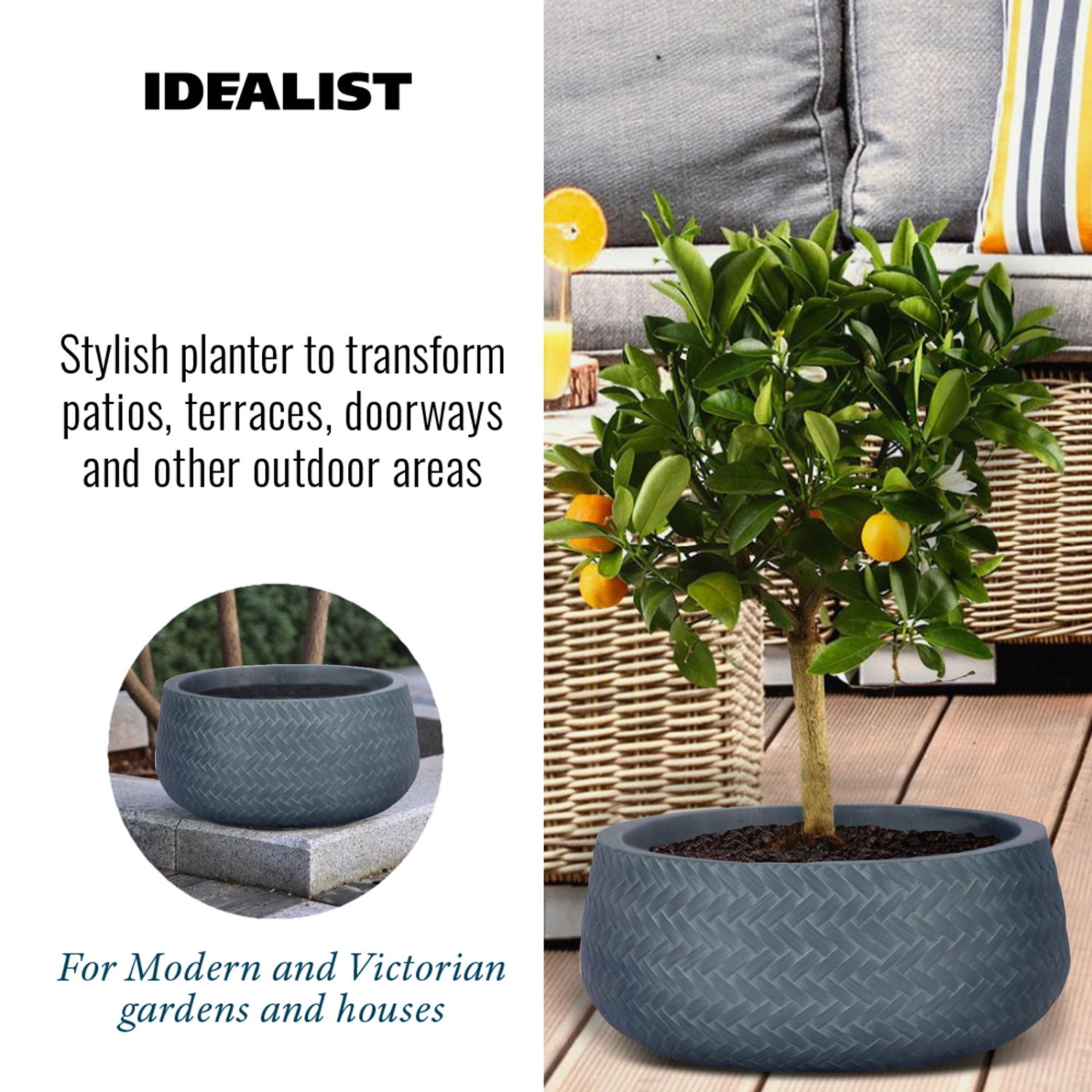 IDEALIST Lite Plaited Style Bowl Outdoor Planter