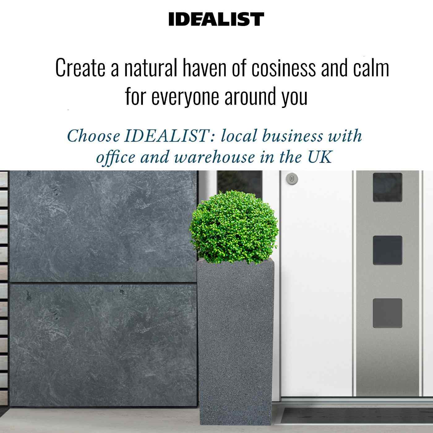 IDEALIST Lite Textured Concrete Effect Tall Square Outdoor Planter