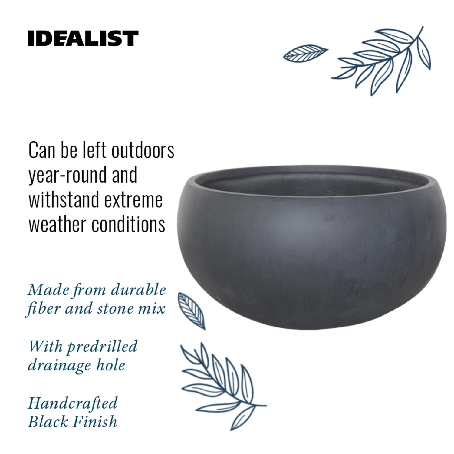 IDEALIST Lite Classic Smooth Bowl Outdoor Planter