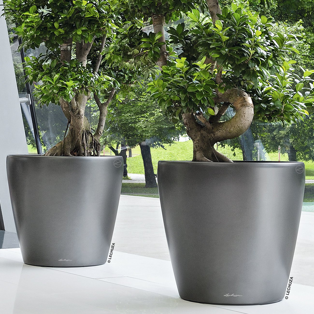 LECHUZA CLASSICO LS Round Poly Resin Self-watering Planter