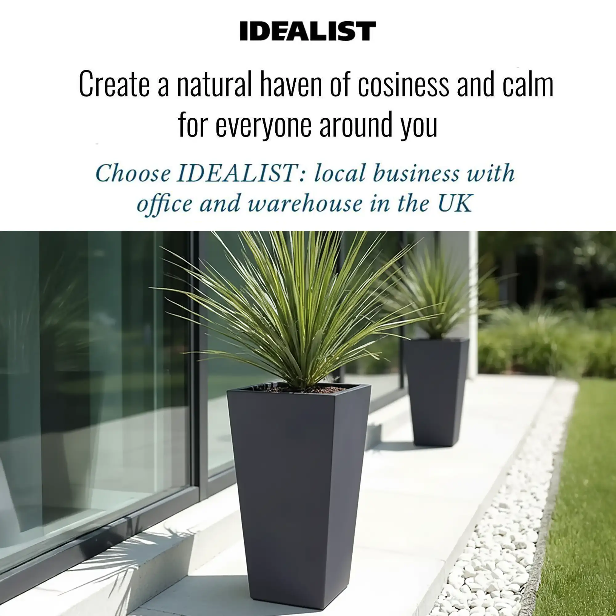 IDEALIST Lite Tall Tapered Contemporary Light Concrete Planter Set