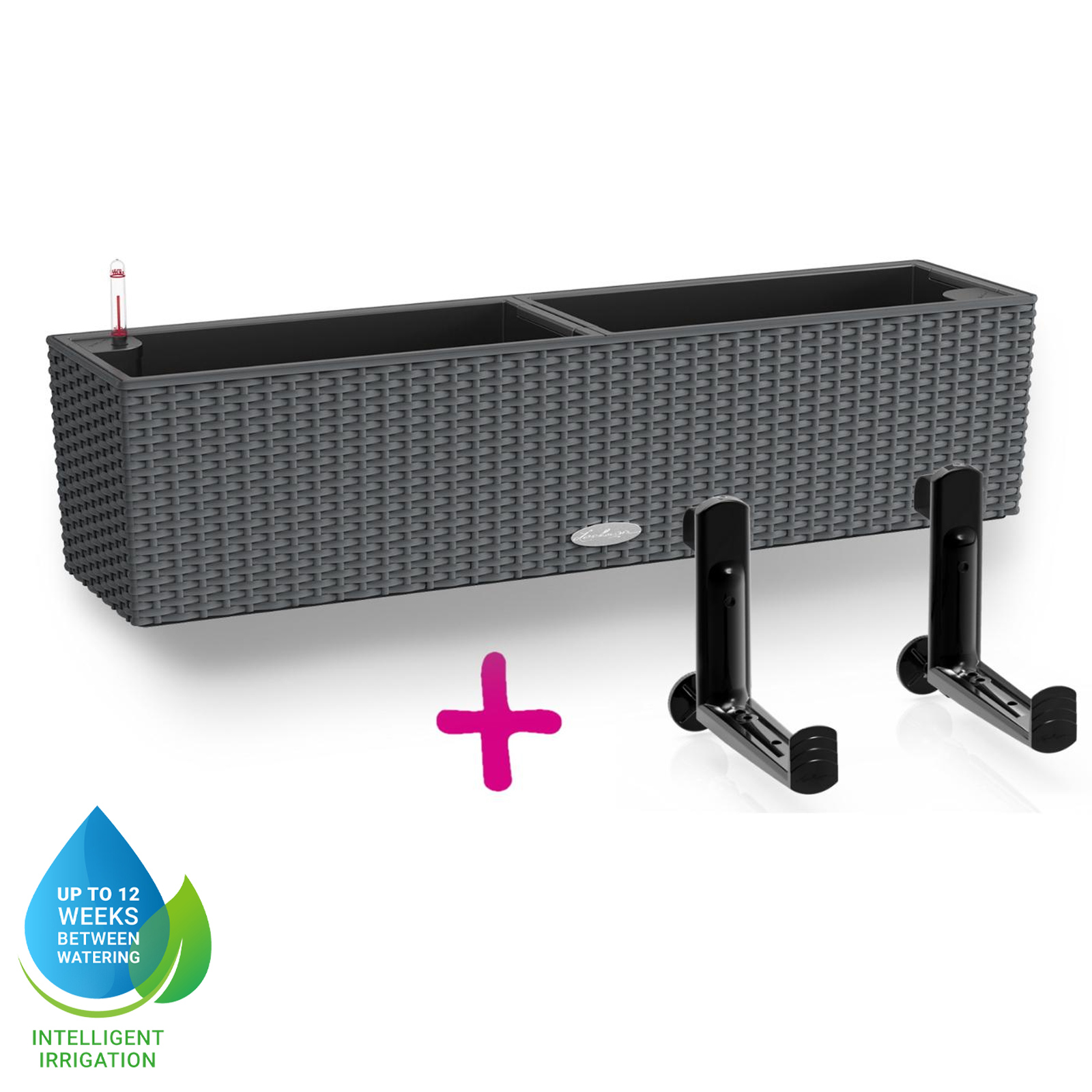 LECHUZA BALCONERA Cottage Trough Poly Resin Self-watering Planter Set